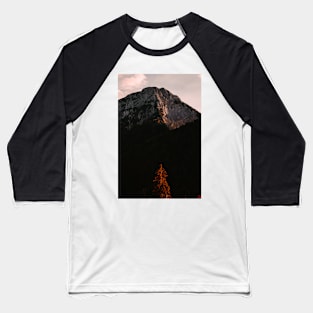 Red Sunset on Rocky Mountain Baseball T-Shirt